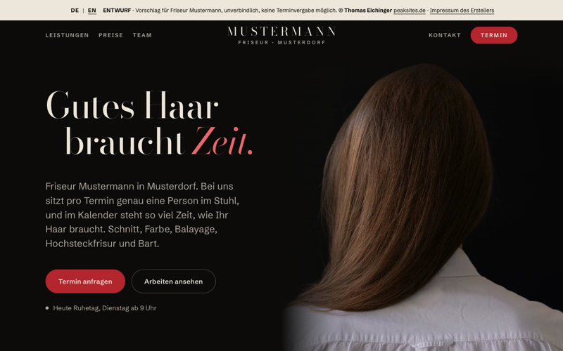 Beispielseite Friseur Mustermann