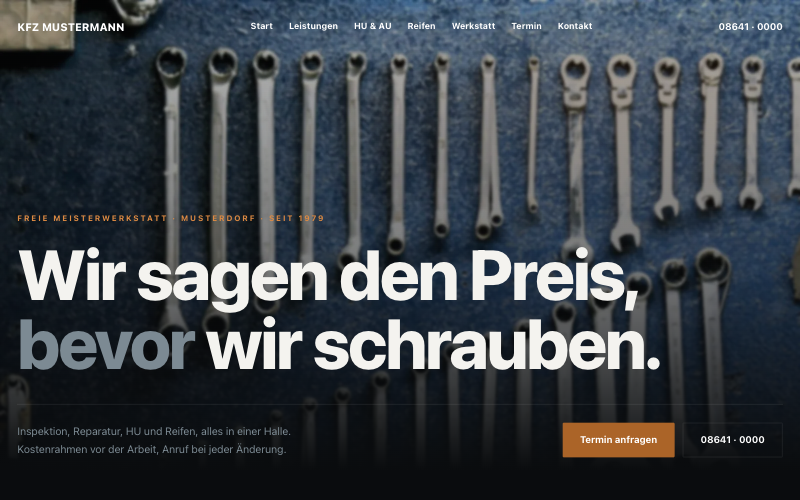 Beispielseite Kfz-Werkstatt Mustermann