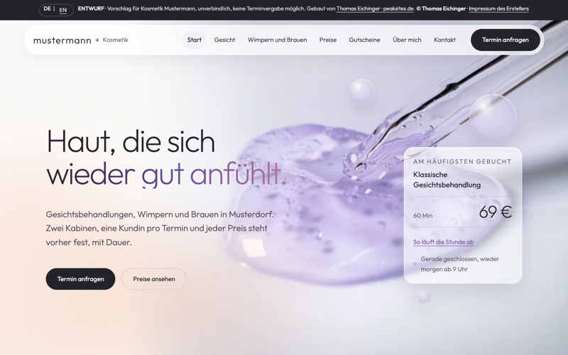 Beispielseite Kosmetik Mustermann