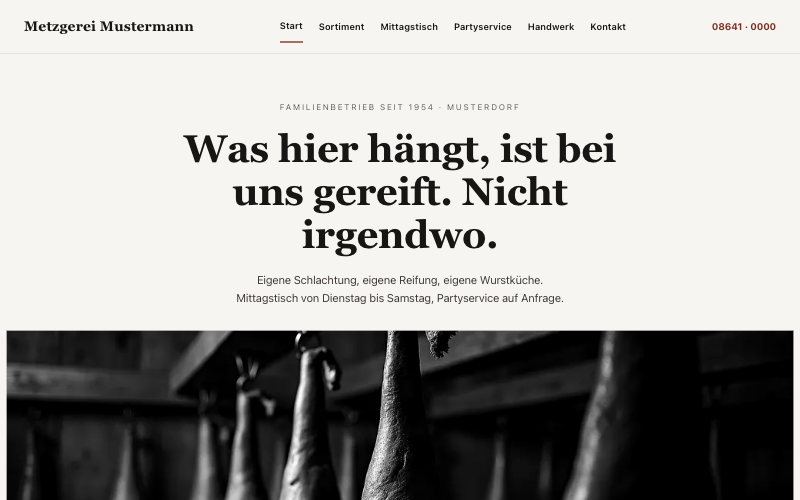 Beispielseite Metzgerei Mustermann